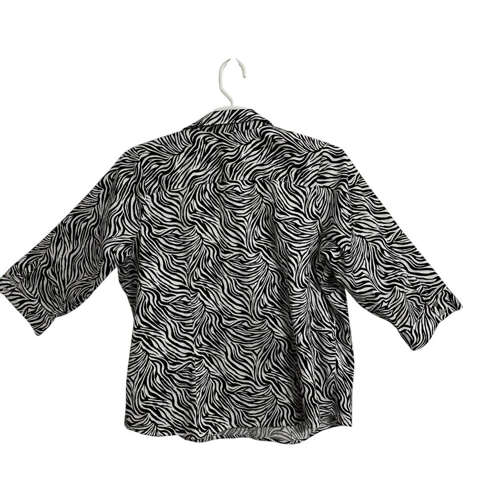212 Collection Zebra Print Womens Button-Up Shirt 2X  Cotton-Blend  Mob Wife - Picture 3 of 9